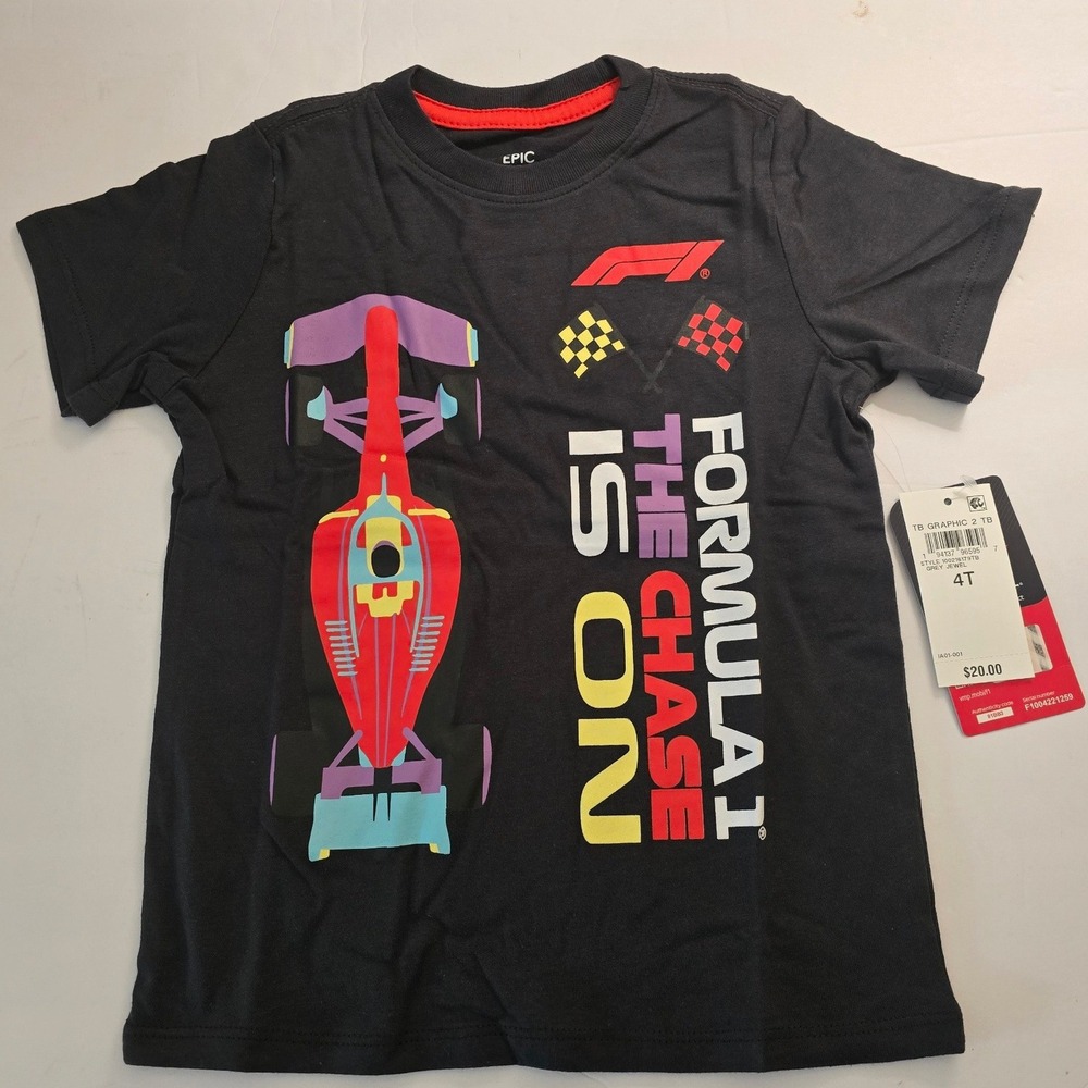 Epic Threads Formula 1 Racing Graphic T-Shirt Grey 4T New